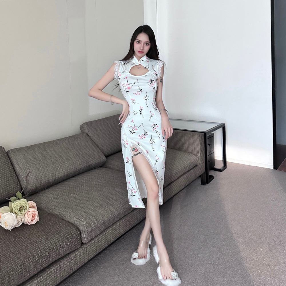 Printing split cheongsam fashion dress