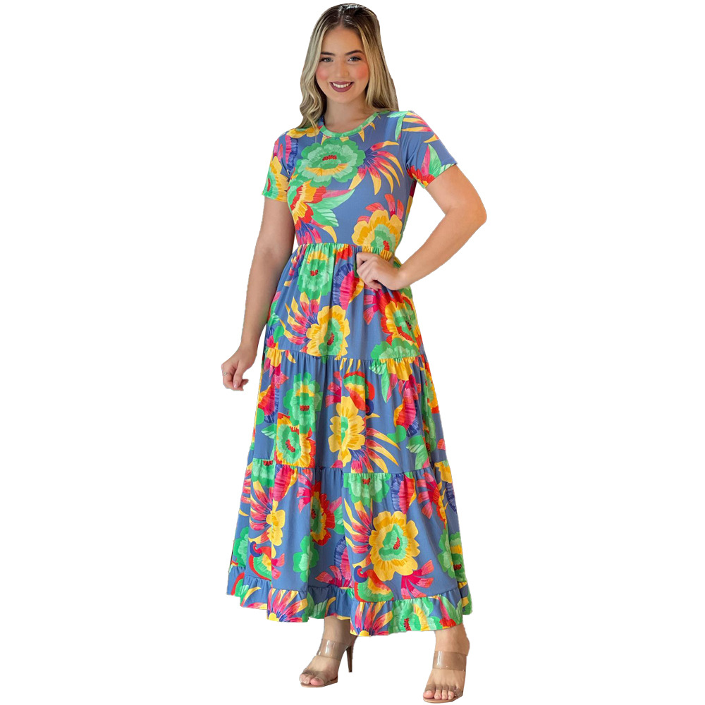 Printing long dress European style dress for women