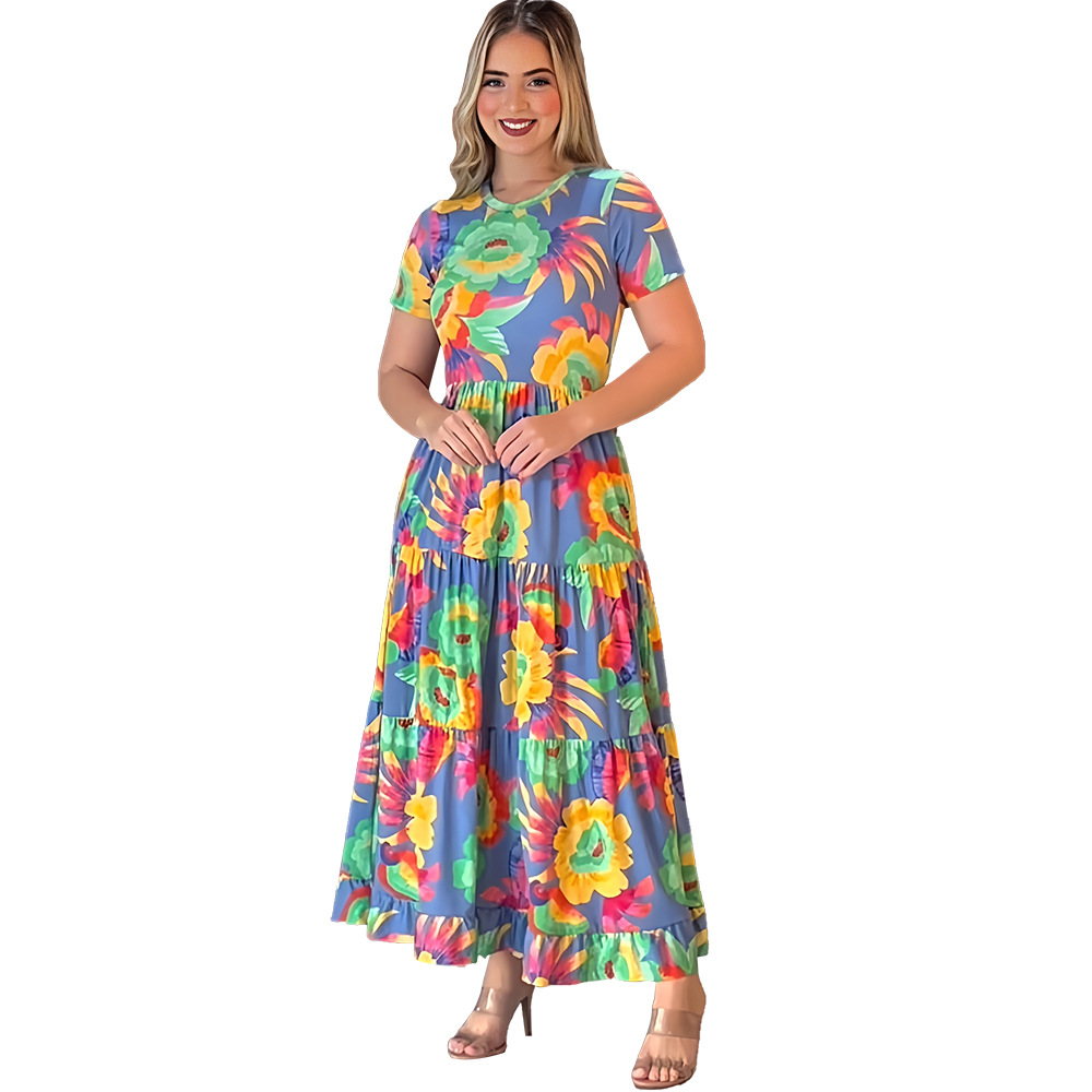 Printing long dress European style dress for women