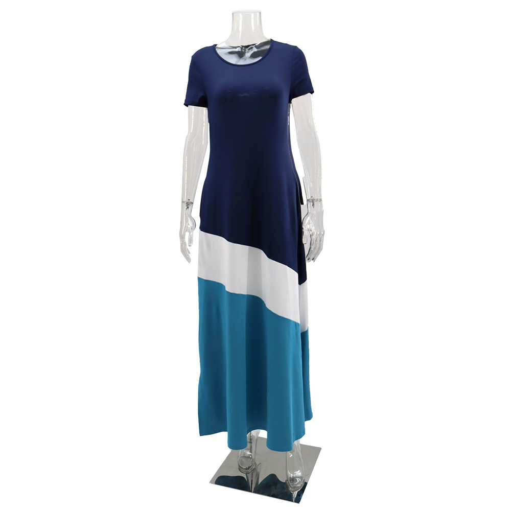 European style mixed colors long Casual loose dress for women