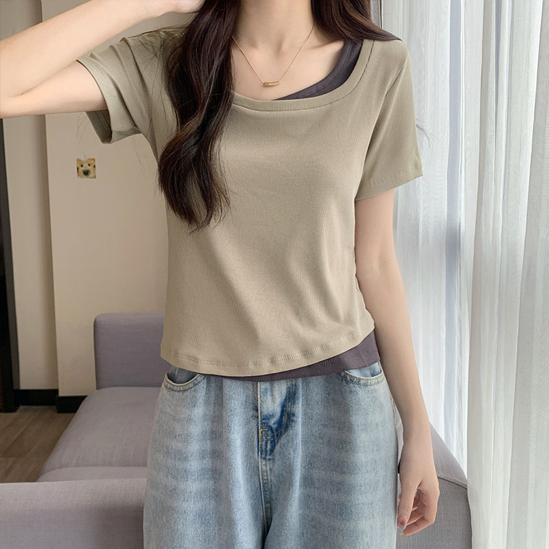 Short slim T-shirt spring and summer unique tops for women