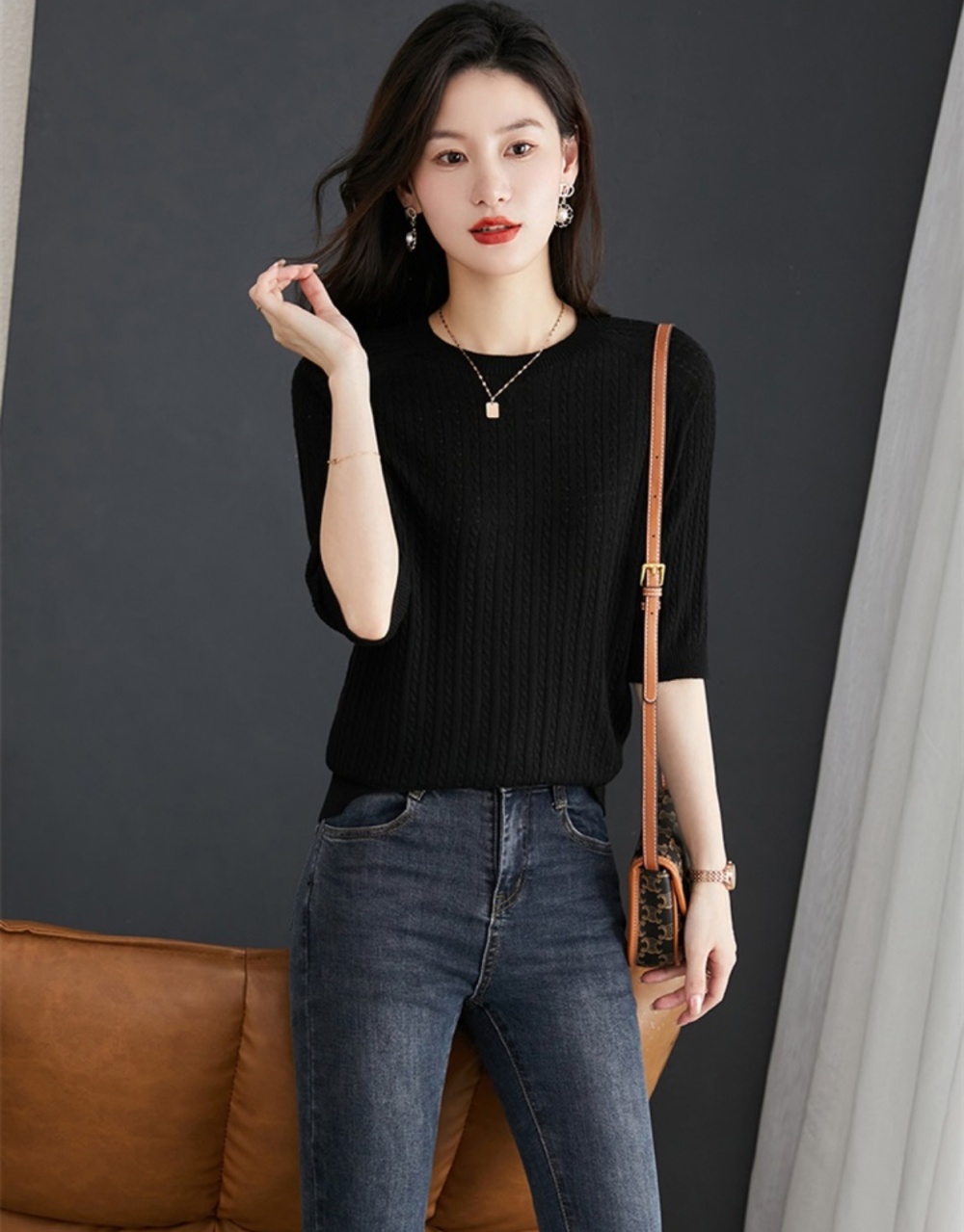Spring wool bottoming shirt loose Western style tops for women