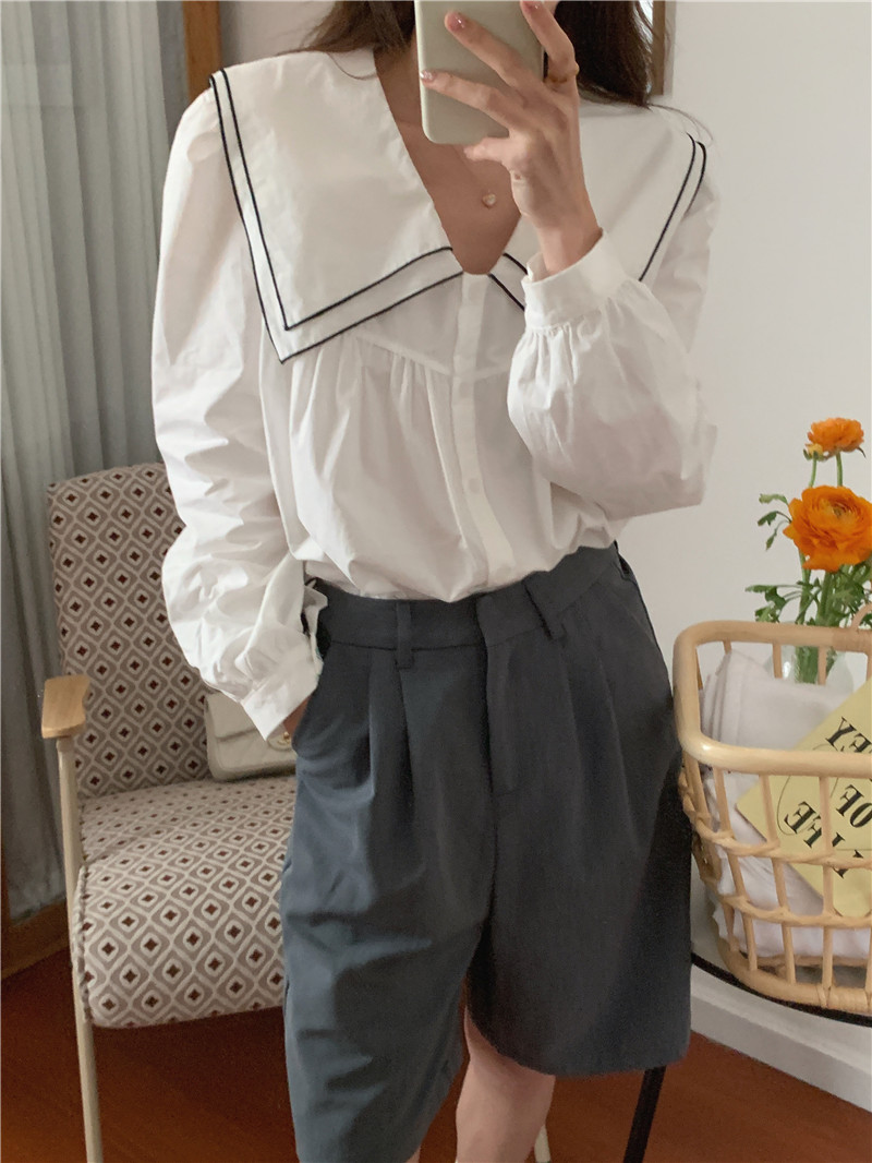 Long sleeve mixed colors Korean style shirt
