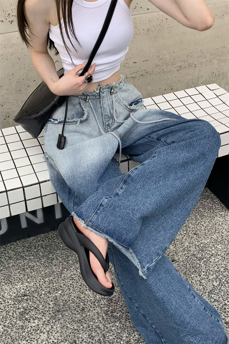 Summer washed Korean style gradient straight long pants
