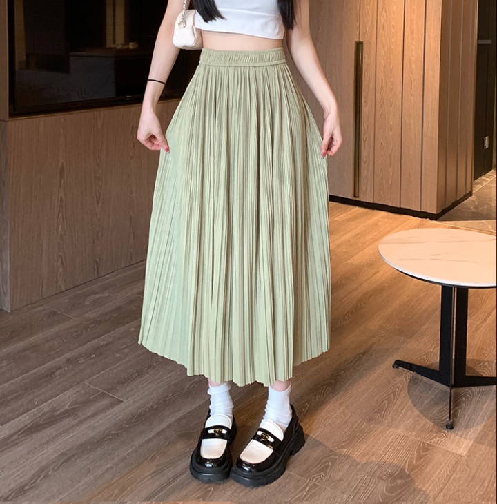 Korean style pleated high waist long Casual skirt