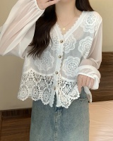Hollow spring tops lace large yard shirt for women