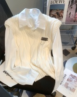 Sleeveless spring vest loose V-neck shirt 2pcs set for women