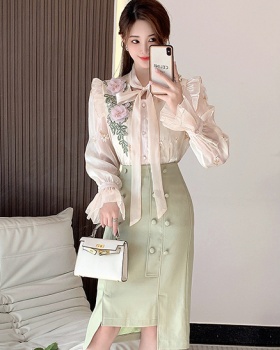 France style stereoscopic shirt embroidered skirt a set