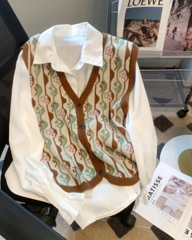 Retro sweater shirt 2pcs set for women