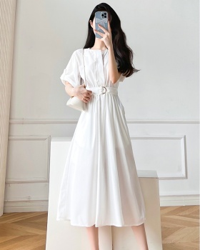 Spring and summer white dress puff sleeve shirt for women