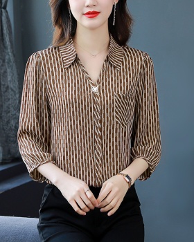 Short sleeve shirt silk tops for women
