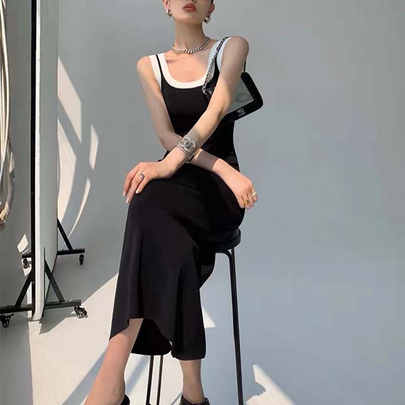 Black sleeveless sleeveless dress sling dress for women