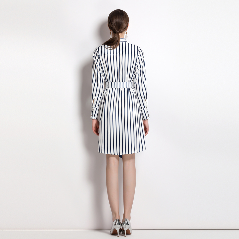 Stripe loose dress irregular shirt for women
