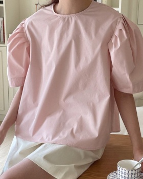 Round neck Korean style summer tops simple short sleeve shirt