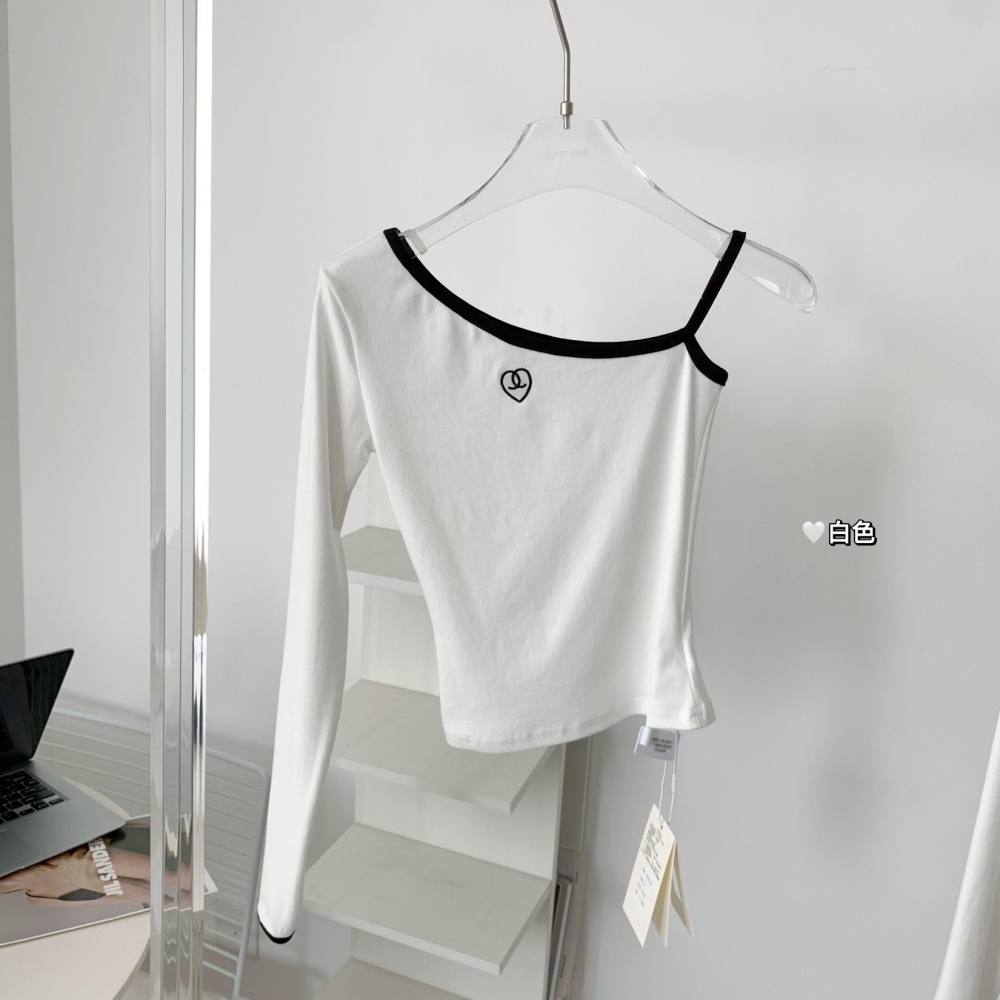 Slim accent tops mixed colors T-shirt for women