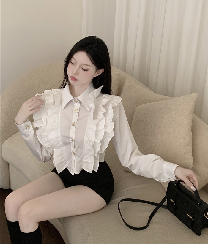 Spring France style shirt unique short tops for women
