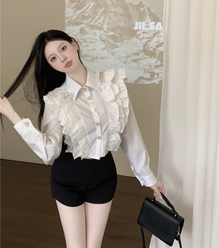 Spring France style shirt unique short tops for women