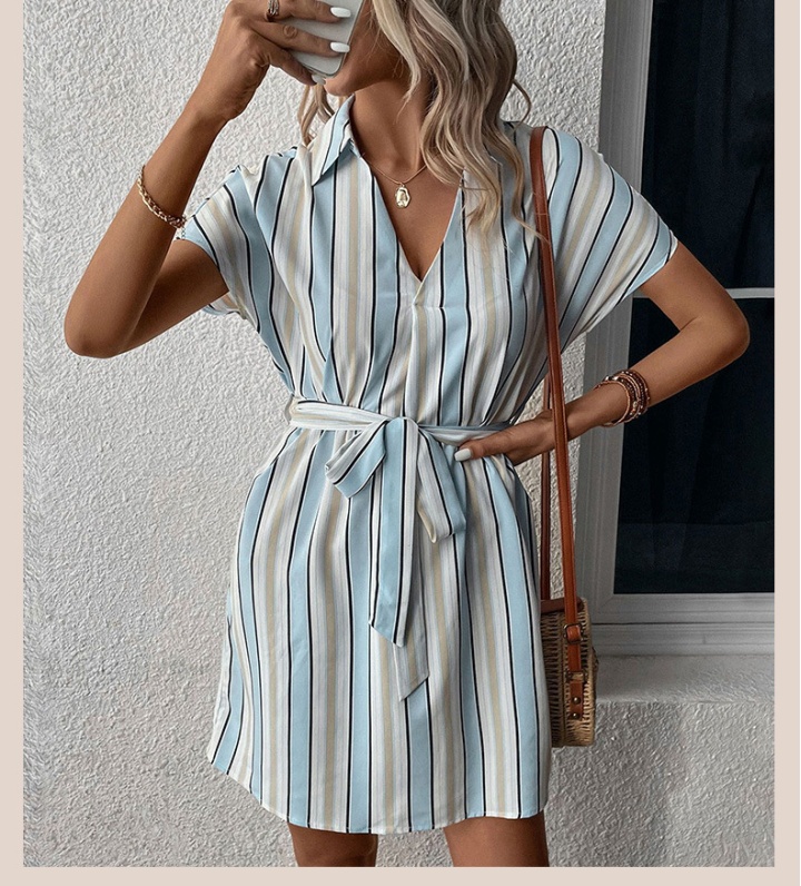 Fashion European style shirt stripe dress for women