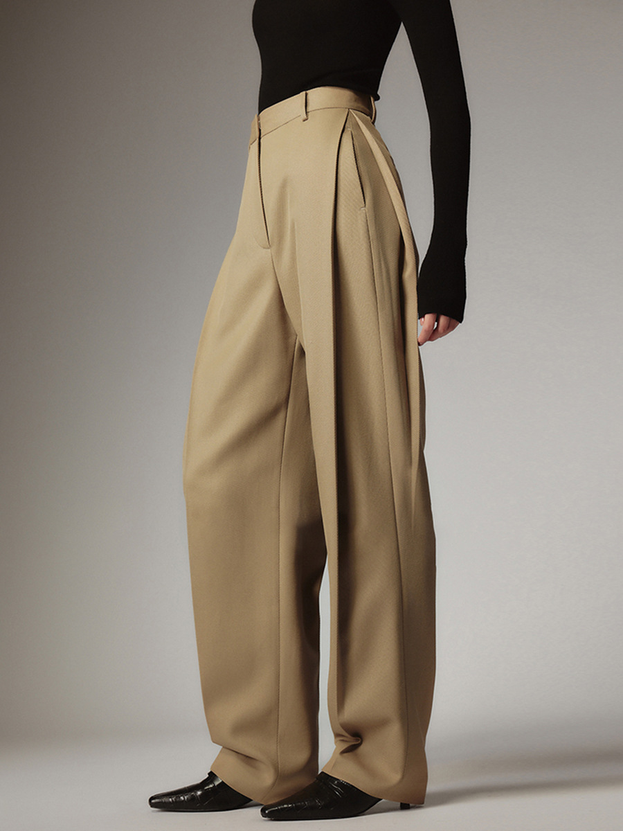 All-match straight pants crimp pure Casual loose suit pants