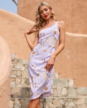 Spring and summer dress shoulder long dress for women
