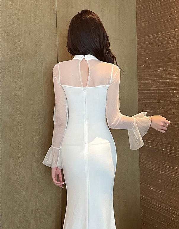 Slim sexy mopping dress spring low-cut long dress
