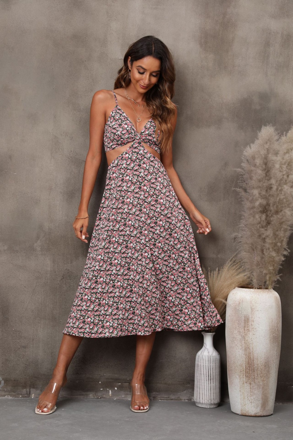 Spring and summer dress printing long dress for women