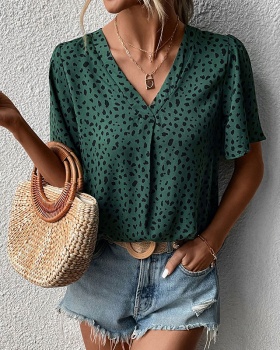 Summer leopard shirt pullover fashion tops