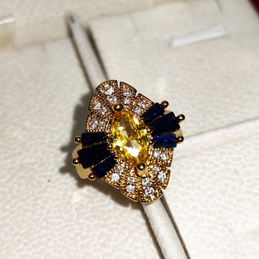 Retro yellow zircon France style sapphire accessories