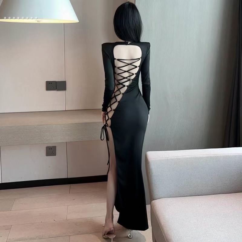 Package hip halter sexy hypotenuse frenum dress
