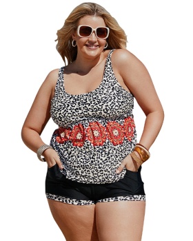 Leopard separates swimsuit fat sister swimwear for women