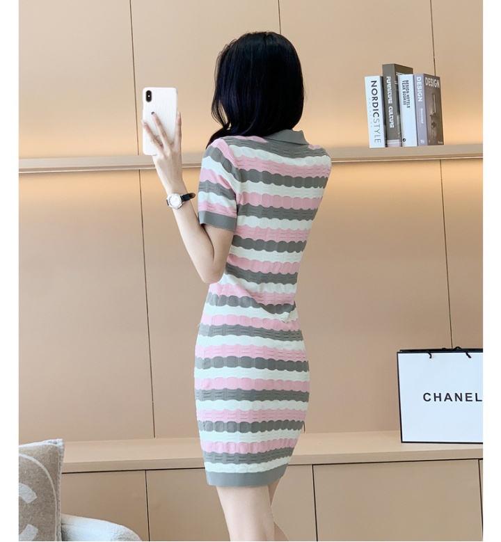 Summer ice silk mixed colors ladies dress for women