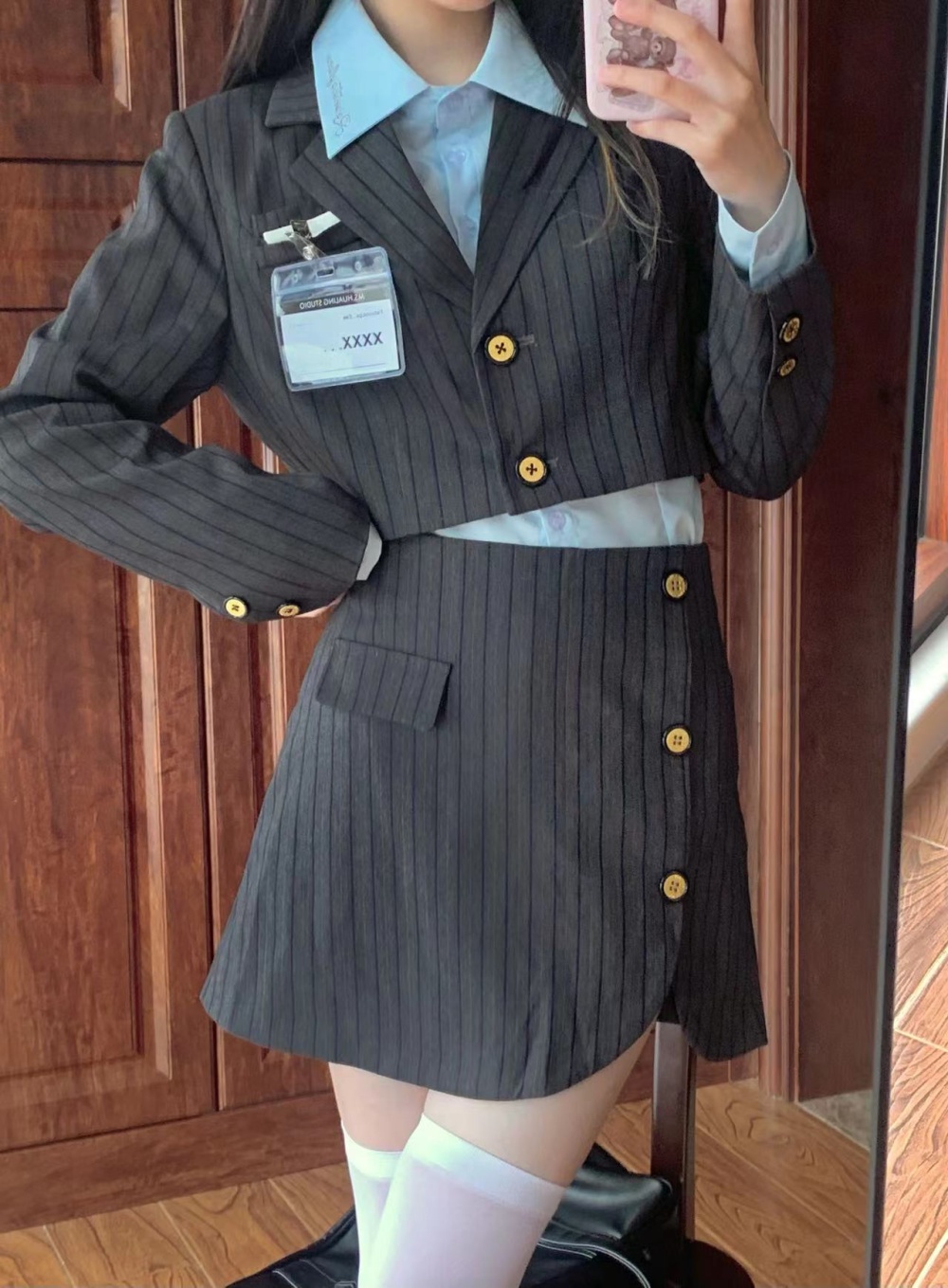 Retro slim colors business suit stripe campus coat