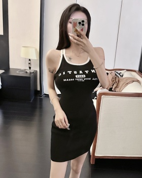 Slim sexy spicegirl pinched waist summer strap dress
