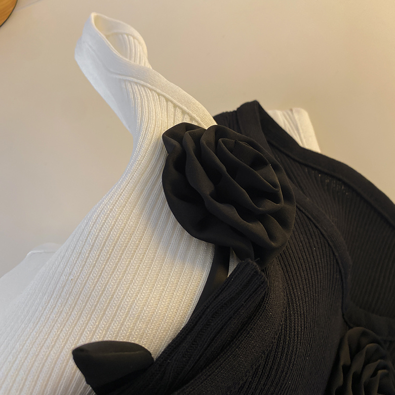 Slim ice silk knitted vest flowers stereoscopic sling tops