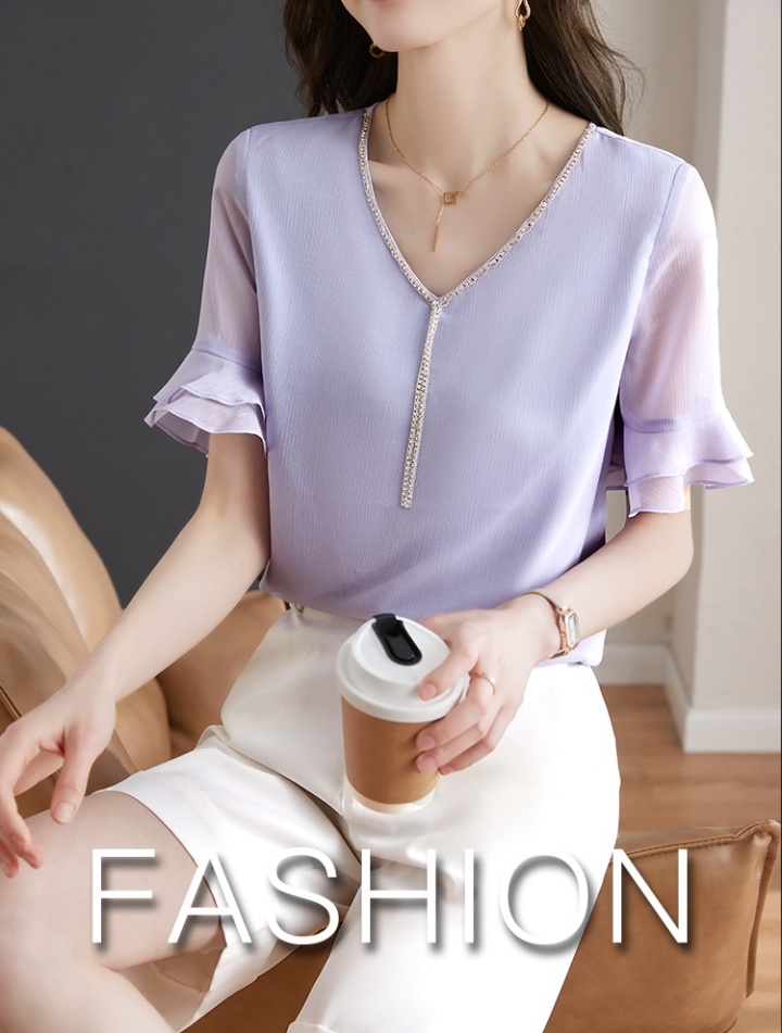 Summer loose tops Cover belly chiffon shirt for women