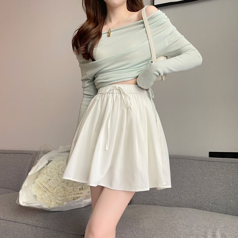 High waist drape short skirt pleated skirt for women