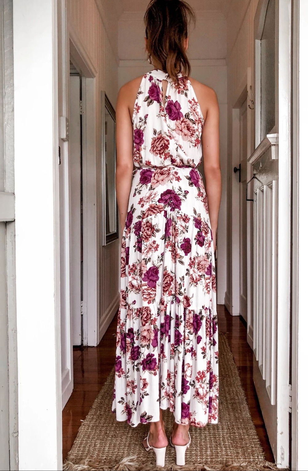Printing halter long dress slim dress for women