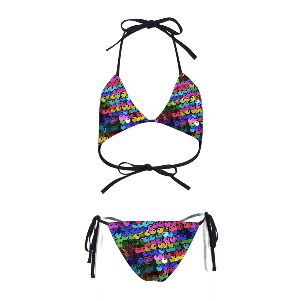 Spring and summer sequins European style swimwear 2pcs set