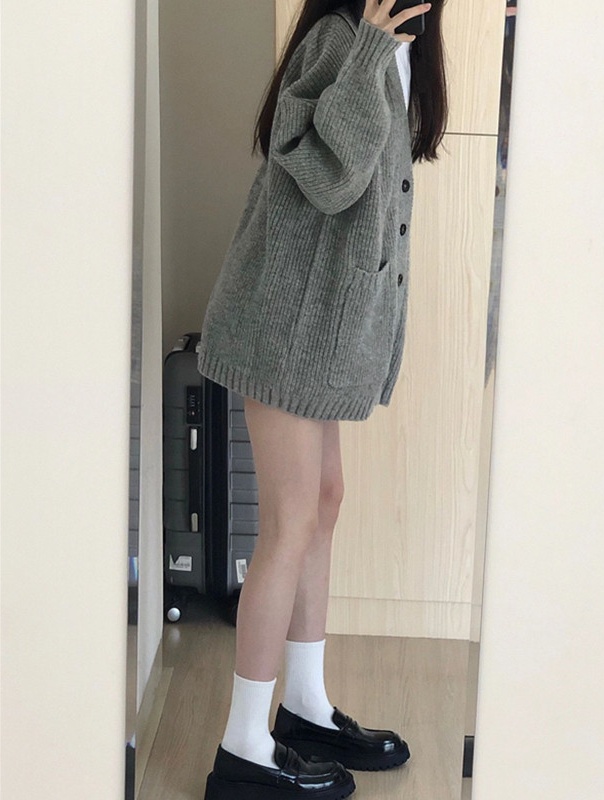 Korean style sweater outside the ride coat for women