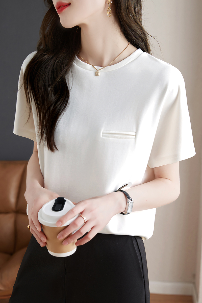 Summer round neck tops loose T-shirt for women