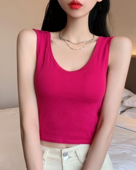 Summer with chest pad vest sling short T-shirt for women