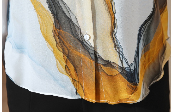 Temperament printing tops real silk silk shirt for women