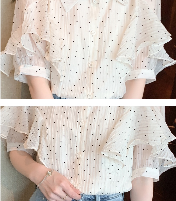 Lotus leaf edges chiffon shirt chiffon shirt for women