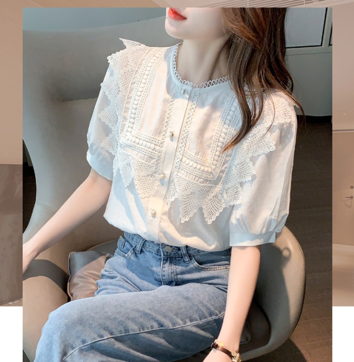 Casual lace shirt splice tops for women