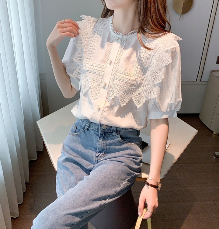 Casual lace shirt splice tops for women