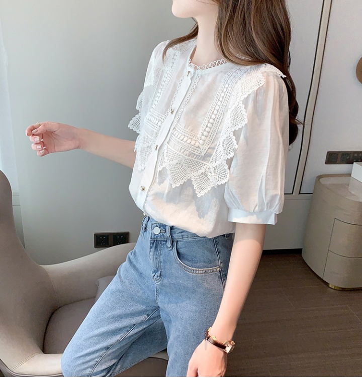 Casual lace shirt splice tops for women