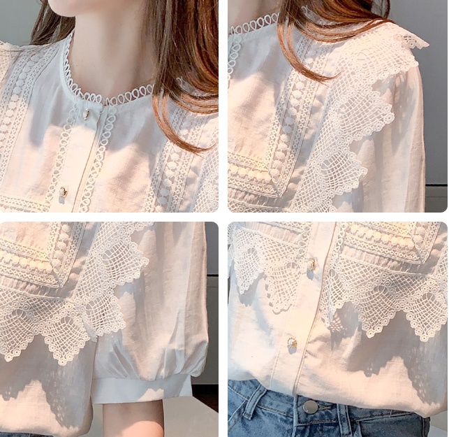 Casual lace shirt splice tops for women