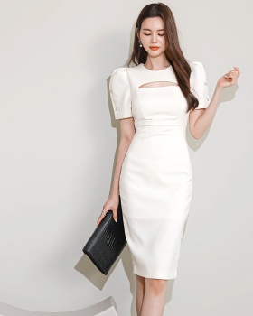 Korean style summer dress short sleeve slim T-back for women