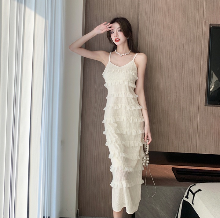 White cake tender dress sling France style long dress