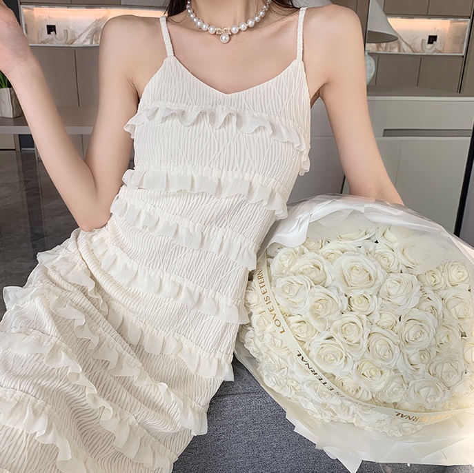 White cake tender dress sling France style long dress